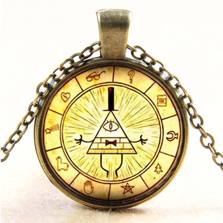 Steampunk Drama Gravity Falls Mysteries BILL CIPHER WHEEL Pendant Necklace glass doctor who 1pcs/lot Glass mens handmade jewelry