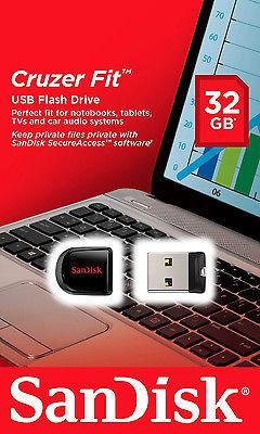 SanDisk 32GB Cruzer FIT SD USB 2.0 Flash Mini Micro Pen Drive SDCZ33-032G Retail