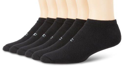 Champion Men\'s 6 Pack No Show Socks, White/Grey Head/Sliver, 12-14