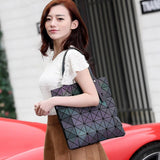 Famous Brands Women BaoBao Bag Geometry Sequins Mirror Saser Plain Folding Bags Luminous Handbags PU Casual Tote Bao Bao Package