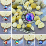 Brand Fashion Jewelry Choker Necklace Glass Galaxy Lovely Pendant Silver Chain Moon Necklace & Pendant 2015 AliExpress Sale *171