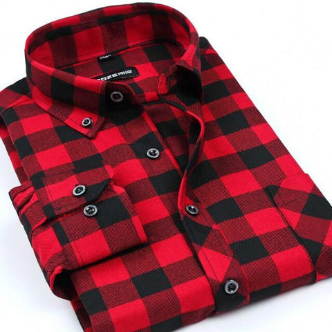 Men Flannel Plaid Long Sleeve Casual Shirts Plus Size S-4XL 2015 New Brand Vintage Fashion Men\\\'s Business Dress Shirts Y1023