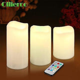 Ollieroo 3 pcs Flameless LED Candles Light with Remote Color Changing Wedding