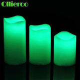 Ollieroo 3 pcs Flameless LED Candles Light with Remote Color Changing Wedding