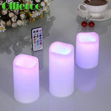 Ollieroo 3 pcs Flameless LED Candles Light with Remote Color Changing Wedding