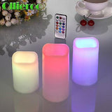 Ollieroo 3 pcs Flameless LED Candles Light with Remote Color Changing Wedding