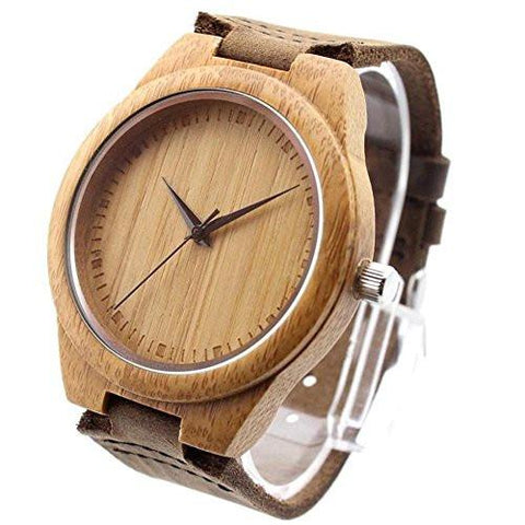 Ideashop® New Vosicar Retro Leather Fashion Bamboo Wooden Watch Japan Movement Quartz With Genuine Cowhide Leather Band Casual Watches Creative Gifts For Men